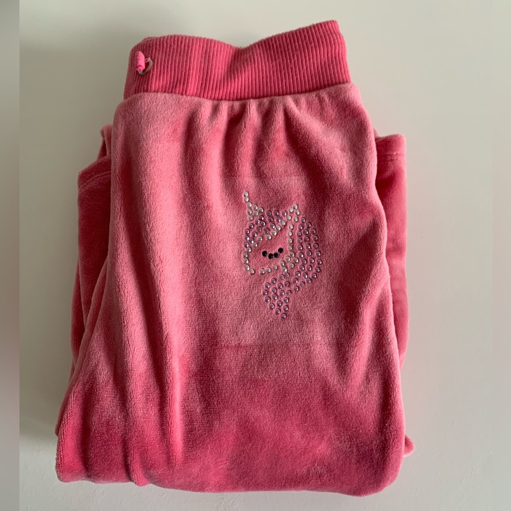 Girls pink velour pants size 10